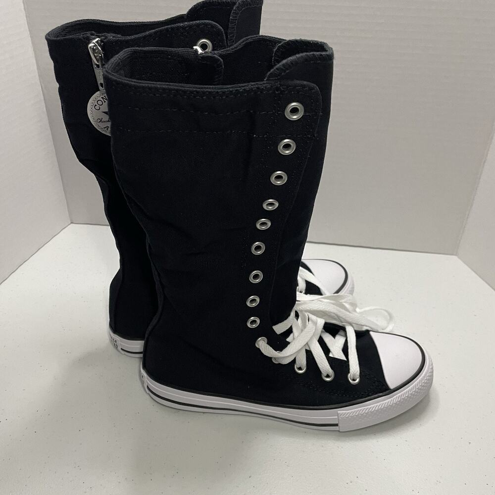 Converse Kids Size 3 Shoes NEW Knee High Chuck Taylor All Star XHi Black Zip Up